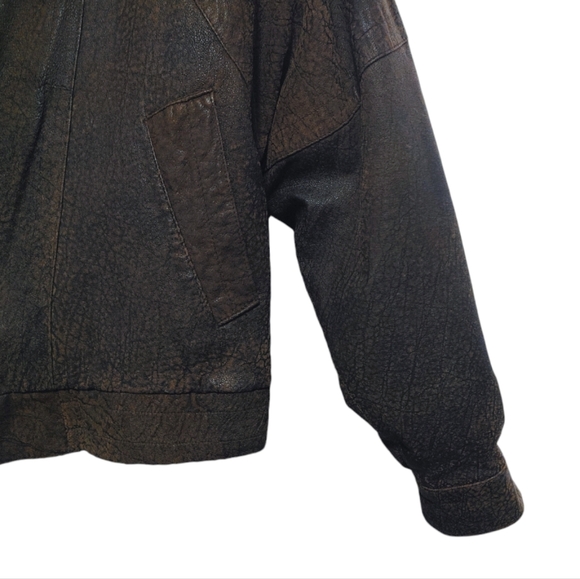 Vintage Pelle Cuir Brown Leather Bomber Aviator Zip Up Jacket Women Size Small S - Picture 5 of 11